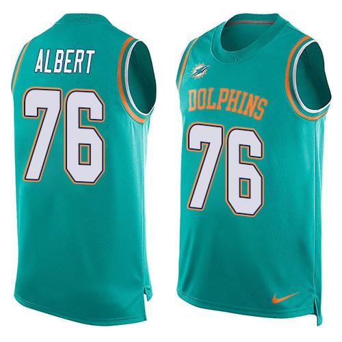  Dolphins #76 Branden Albert Aqua Green Team Color Men's Stitched NFL Limited Tank Top Jersey